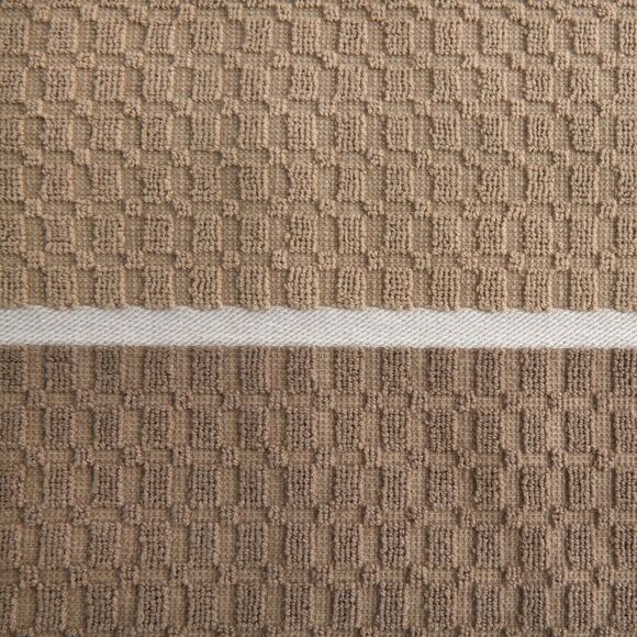Siena Tan Brown Tan Kitchen Towels Cotton Contrasting Color Border 2-Pc Gift NEW - Picture 4 of 4
